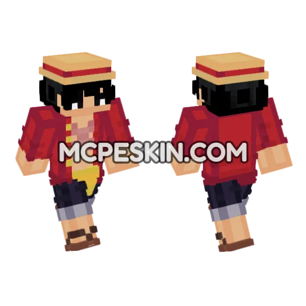 Monkey D Luffy Minecraft Bedrock skin, front and back