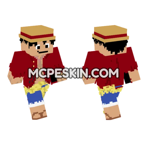 Monkey D Luffy Skin Minecraft Bedrock skin, front and back