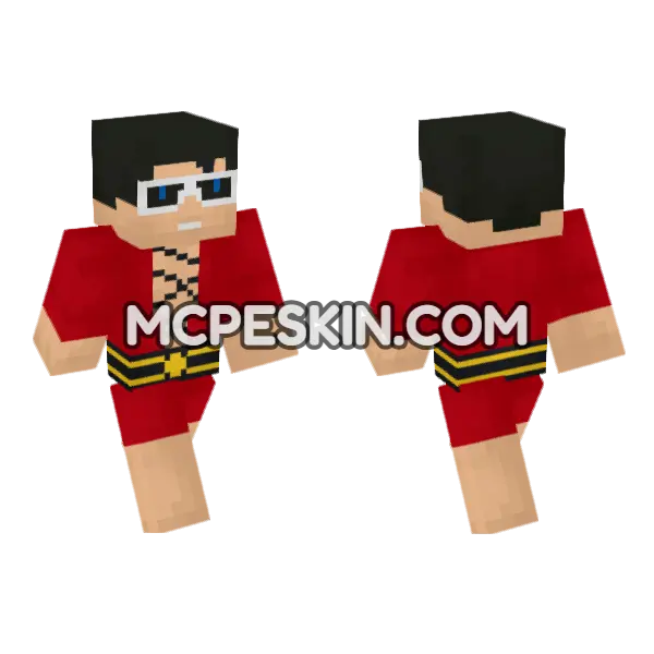 Monkey D Luffy Skin Minecraft Bedrock skin, front and back