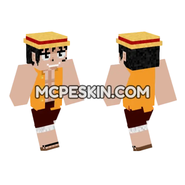 Monkey D Luffy Thriller Bark Minecraft Bedrock skin, front and back