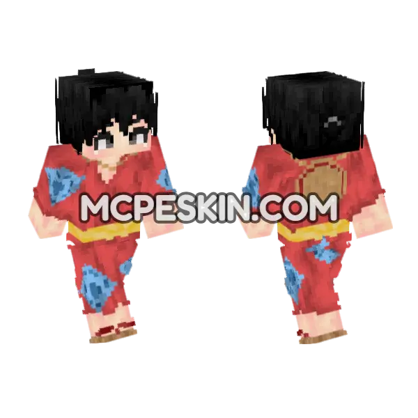 Monkey D Luffy Wano Country Minecraft Bedrock skin, front and back