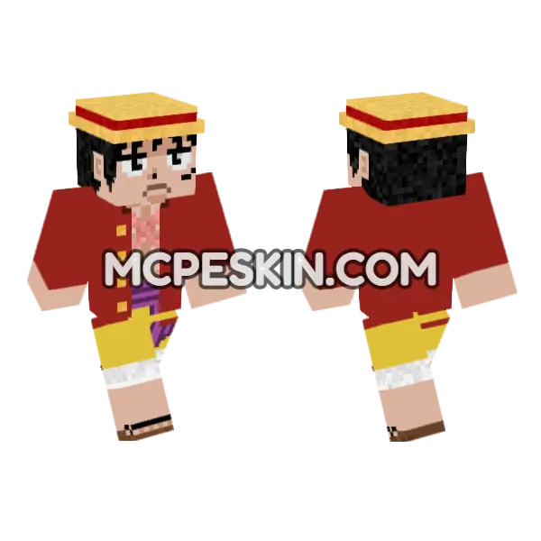 Monkey D Luffy Yonko Minecraft Bedrock skin, front and back