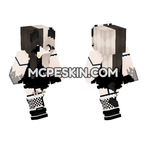 Monochrome Maid Outfit Minecraft Bedrock skin, front and back