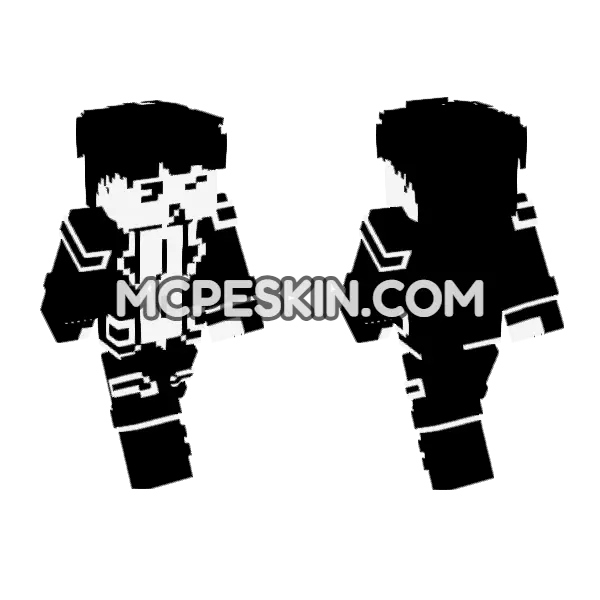 Monochrome Ralo Minecraft Bedrock skin, front and back