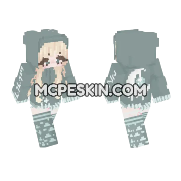 Moon Hoodie Minecraft Bedrock skin, front and back