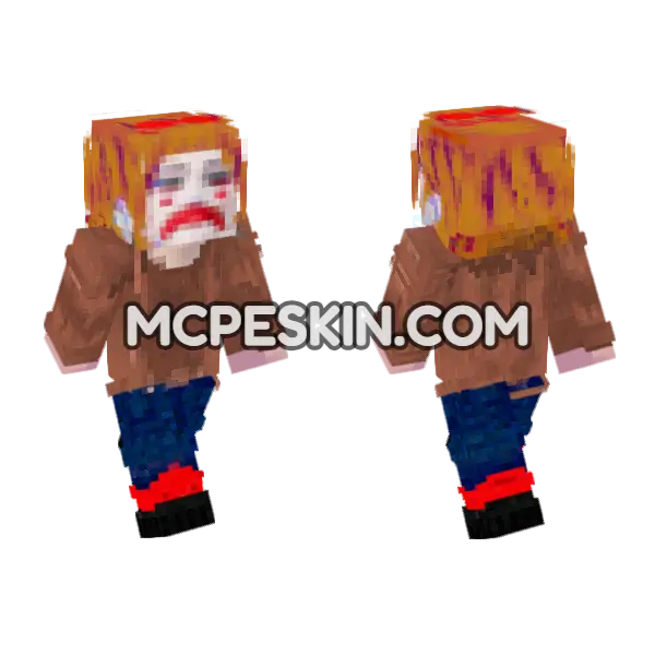 Morose Clown Outfit Minecraft Bedrock skin, front and back