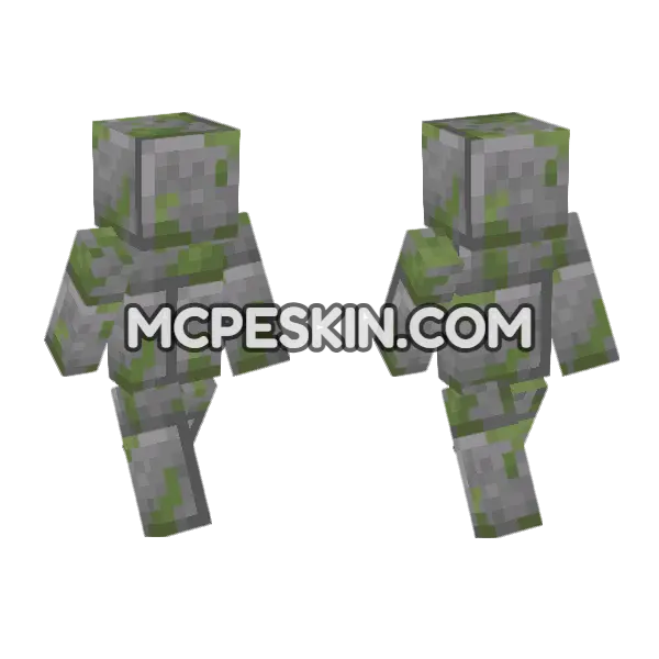 Mossy Stone Bricks Minecraft Bedrock skin, front and back