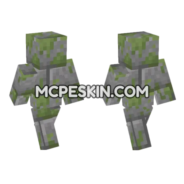 Mossy Stone Bricks Minecraft Bedrock skin, front and back