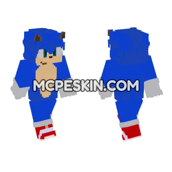Movie Sonic Minecraft Bedrock skin, front and back