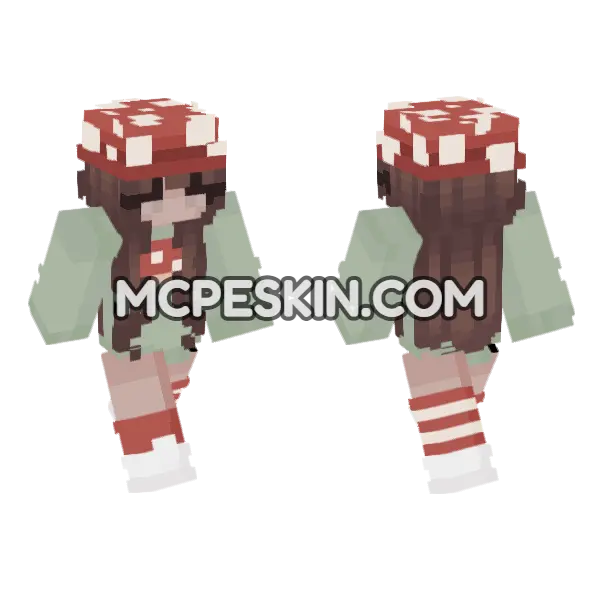 Mushroom Girl Minecraft Bedrock skin, front and back