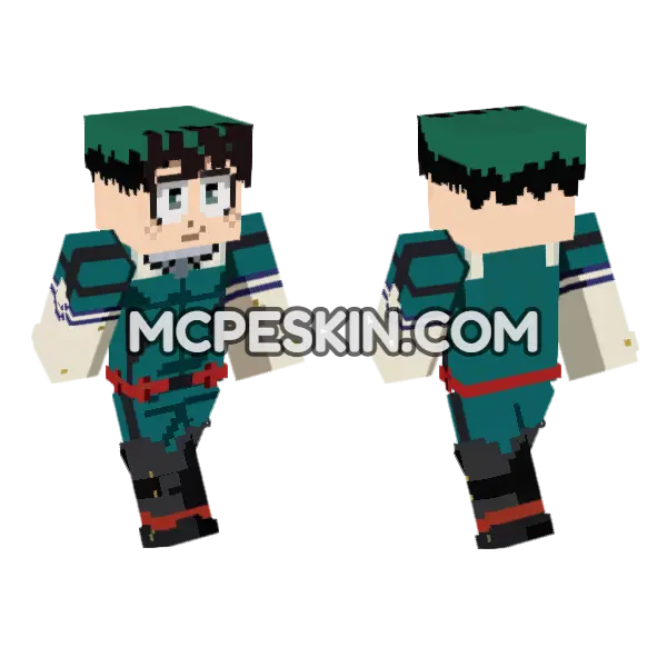 My Hero Academia Deku Minecraft Bedrock skin, front and back