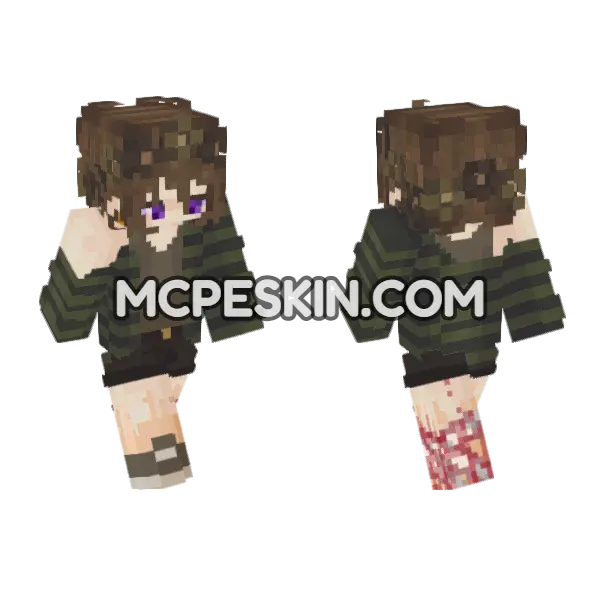 Mystic Amethyst Hair Minecraft Bedrock skin, front and back