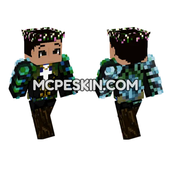 Mystic Forest Guardian Minecraft Bedrock skin, front and back