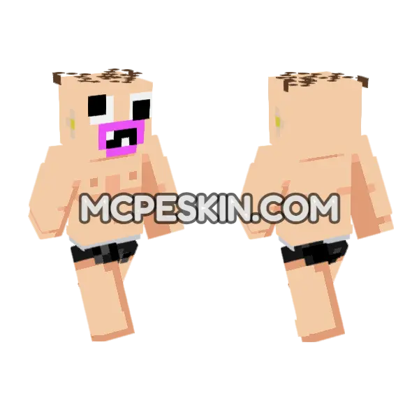 Naked Noob Guy Minecraft Bedrock skin, front and back