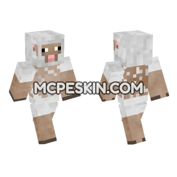Naked Sheep Man Minecraft Bedrock skin, front and back