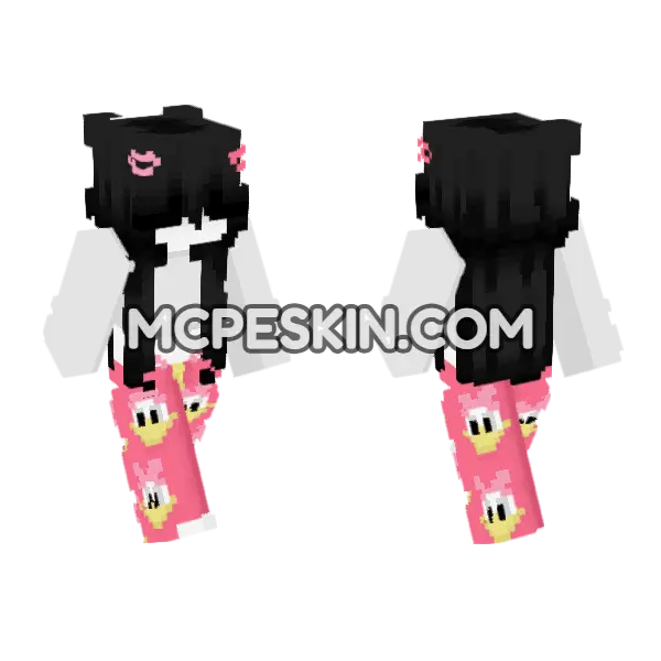 Nanasj Pink Daisy Outfit Minecraft Bedrock skin, front and back