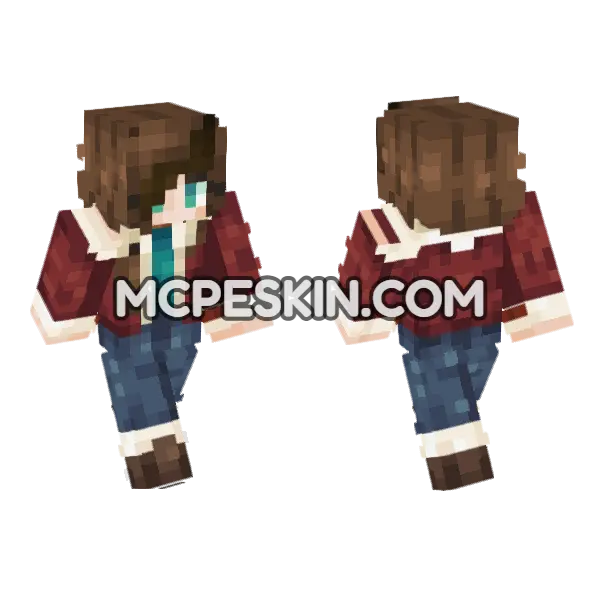Nancy Red Jacket Minecraft Bedrock skin, front and back