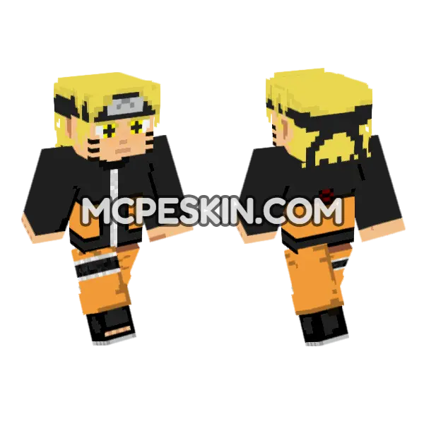 Naruto Six Paths Sage Eyes Minecraft Bedrock skin, front and back