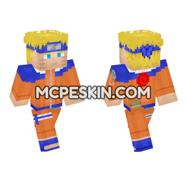 Naruto Uzumaki Kid Minecraft Bedrock skin, front and back