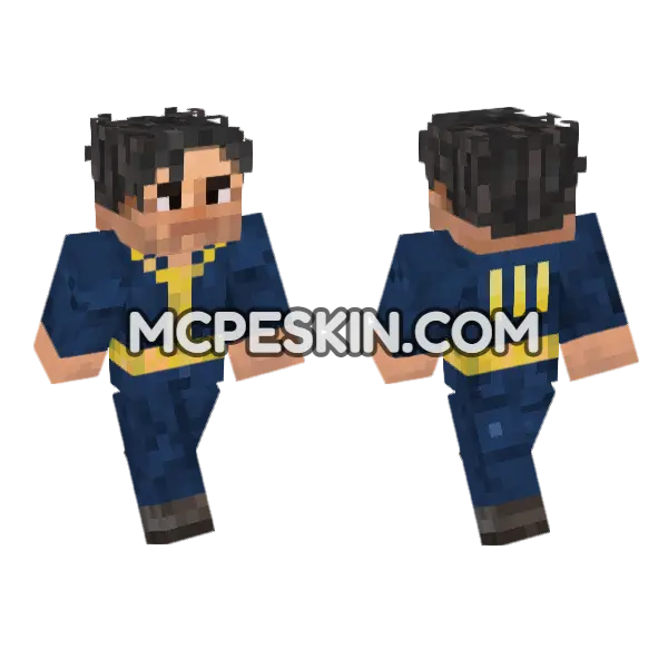Nate Blue Outfit Minecraft Bedrock skin, front and back