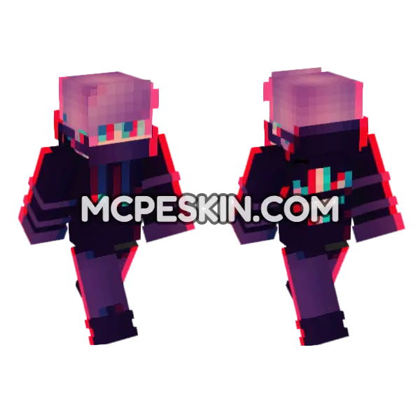 Neon 2D Outfit Minecraft Bedrock skin, front and back