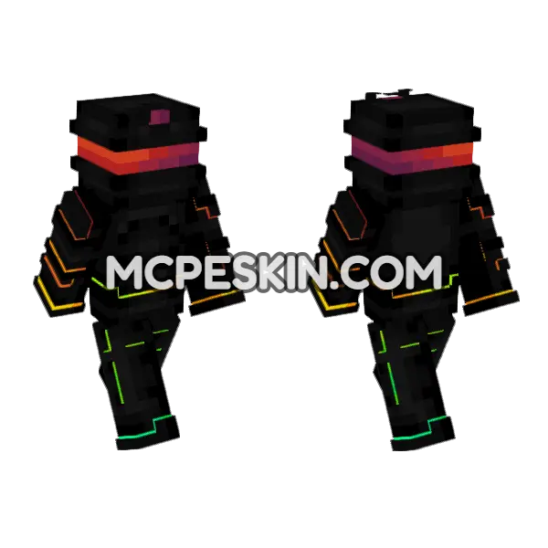 Neon Minecraft Bedrock skin, front and back