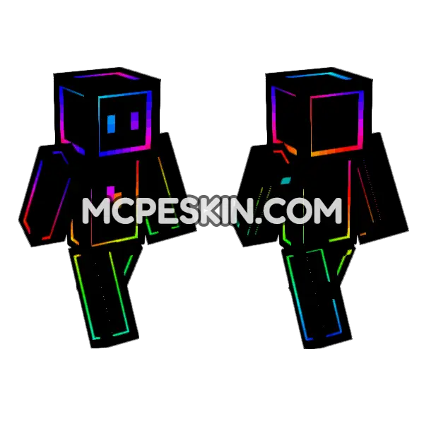 Neon Bow Skin Minecraft Bedrock skin, front and back