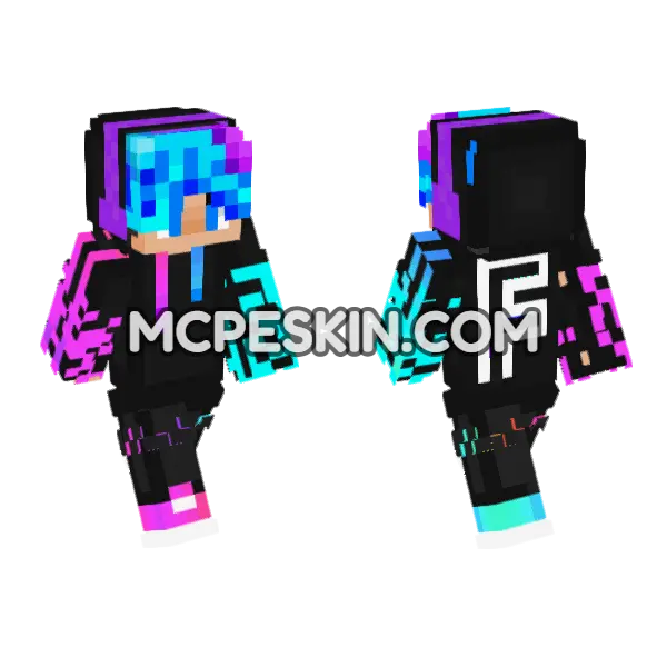 Neon Fabian Skin Minecraft Bedrock skin, front and back