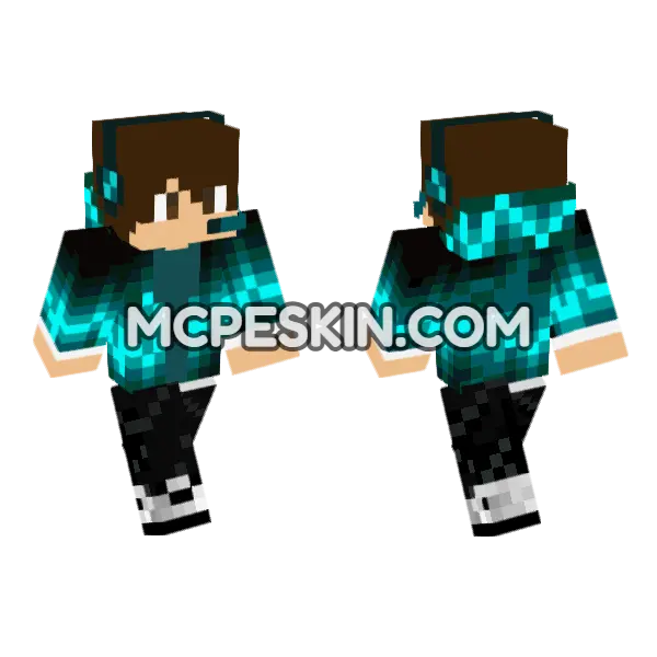Neon Gamer New 1 Minecraft Bedrock skin, front and back