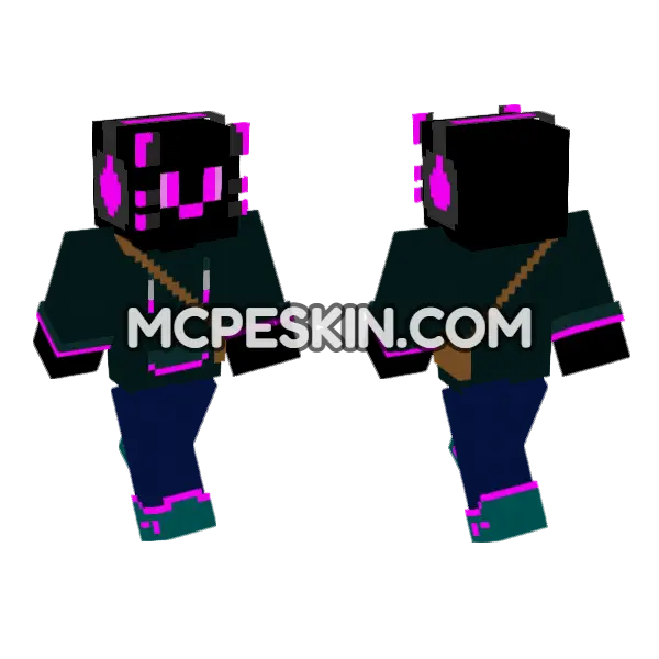 Neon Glow Skin Minecraft Bedrock skin, front and back