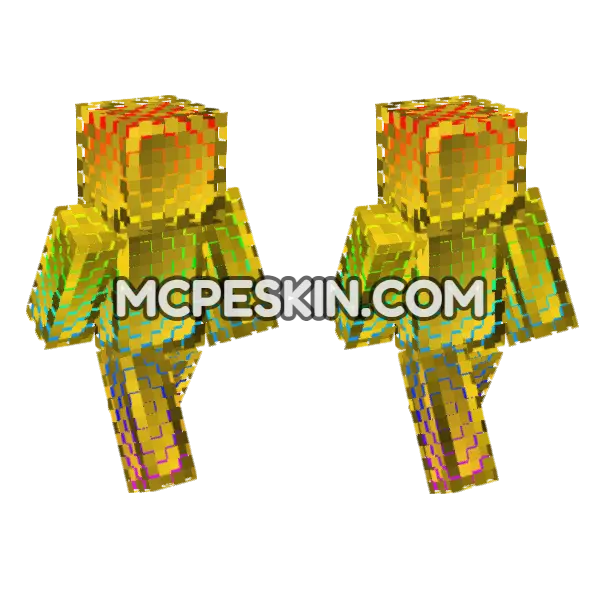 Neon Gold Skin Minecraft Bedrock skin, front and back