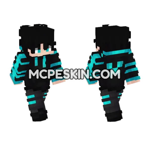 Neon PvP Skin 10 Minecraft Bedrock skin, front and back
