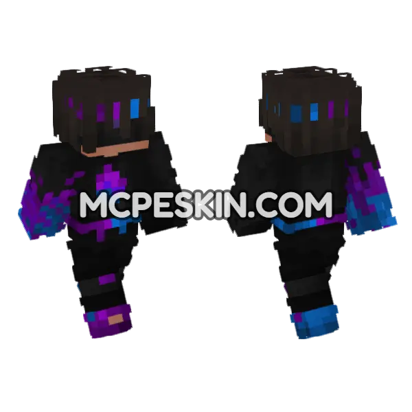 Neon Pvp Skin 5 Minecraft Bedrock skin, front and back