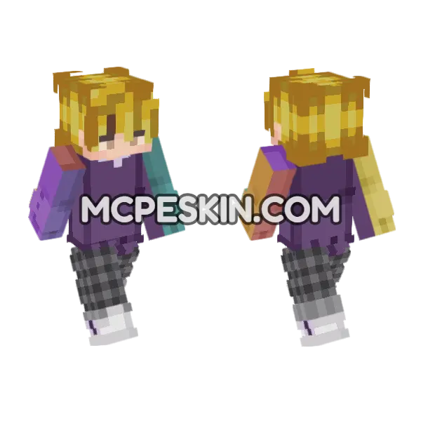 Neon PVP Skin Minecraft Bedrock skin, front and back