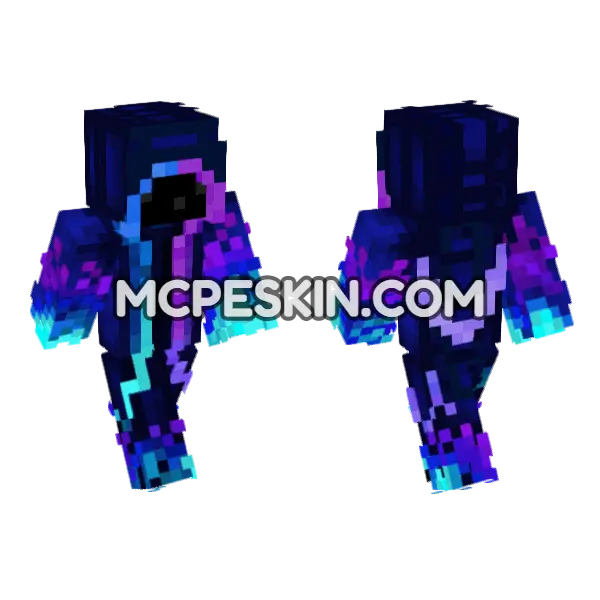 Neon Shadow Minecraft Bedrock skin, front and back