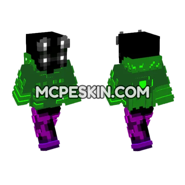 Neon Squad New 3 Minecraft Bedrock skin, front and back