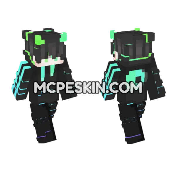Neon Squad Skin 7 Minecraft Bedrock skin, front and back