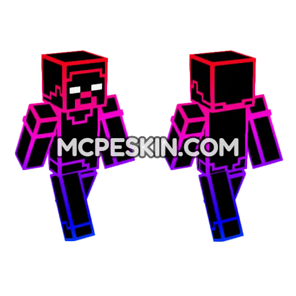 Neon Steve Minecraft Bedrock skin, front and back