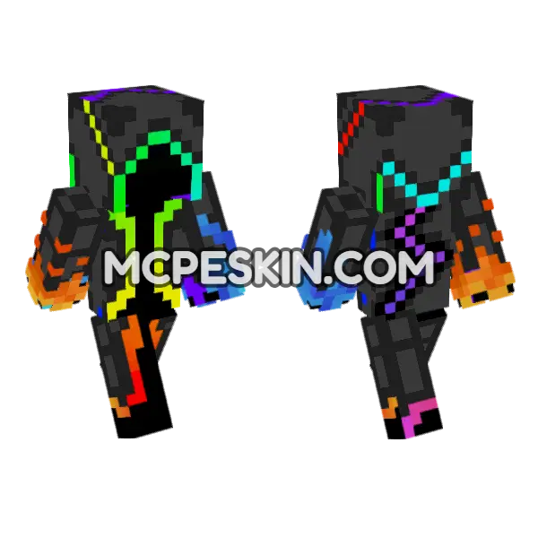 Neon Tech Skin Minecraft Bedrock skin, front and back