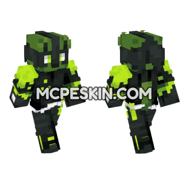 Neon Toxic Skin 4 Minecraft Bedrock skin, front and back