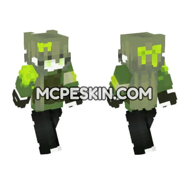 Neon Toxic Skin 6 Minecraft Bedrock skin, front and back