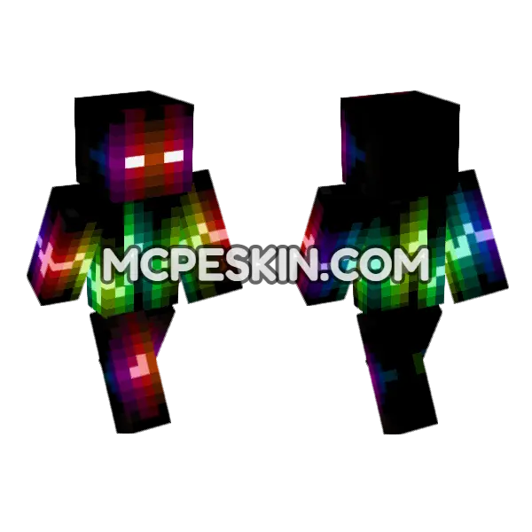 Neon Wave Skin Minecraft Bedrock skin, front and back