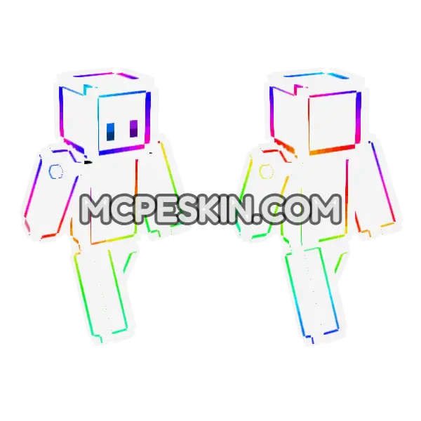 Neon White Minecraft Bedrock skin, front and back
