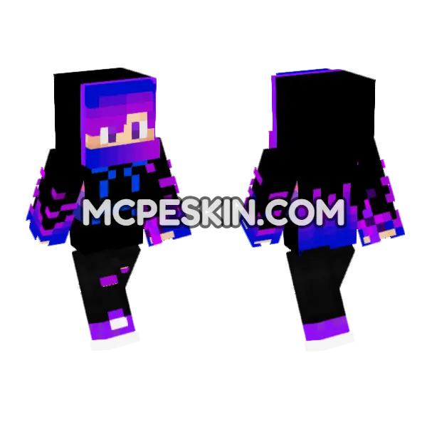 Neon Yoshino Minecraft Bedrock skin, front and back