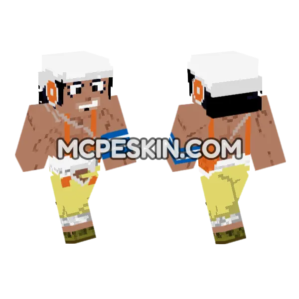 New World Usopp Minecraft Bedrock skin, front and back