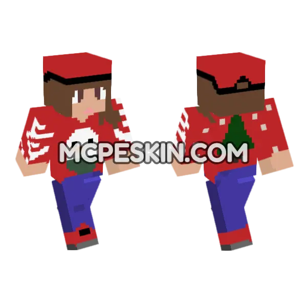 New Year Girl Skin Minecraft Bedrock skin, front and back