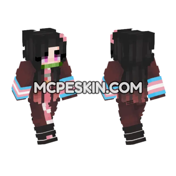 Nezuko Kamado Skin Minecraft Bedrock skin, front and back