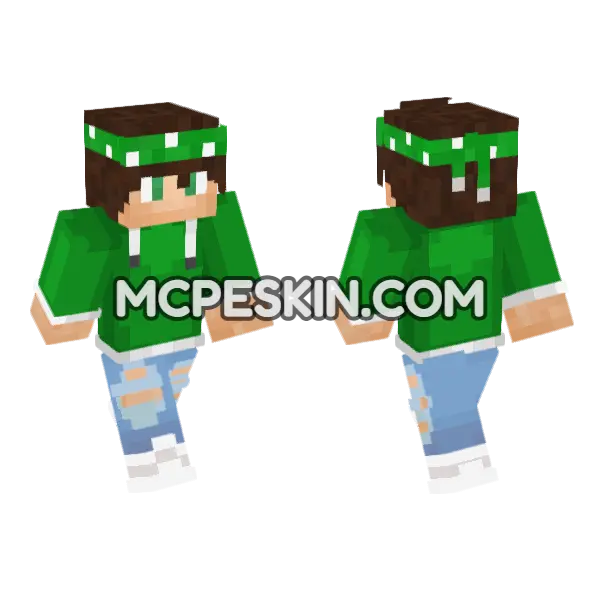Nico3005 Green Overalls Minecraft Bedrock skin, front and back