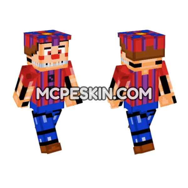 Nightmare Balloon Boy FNAF VR Minecraft Bedrock skin, front and back