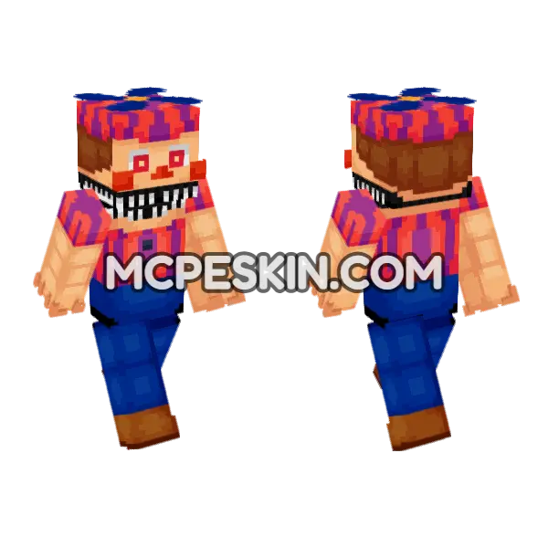 Nightmare BB FNAF World Adventure Minecraft Bedrock skin, front and back